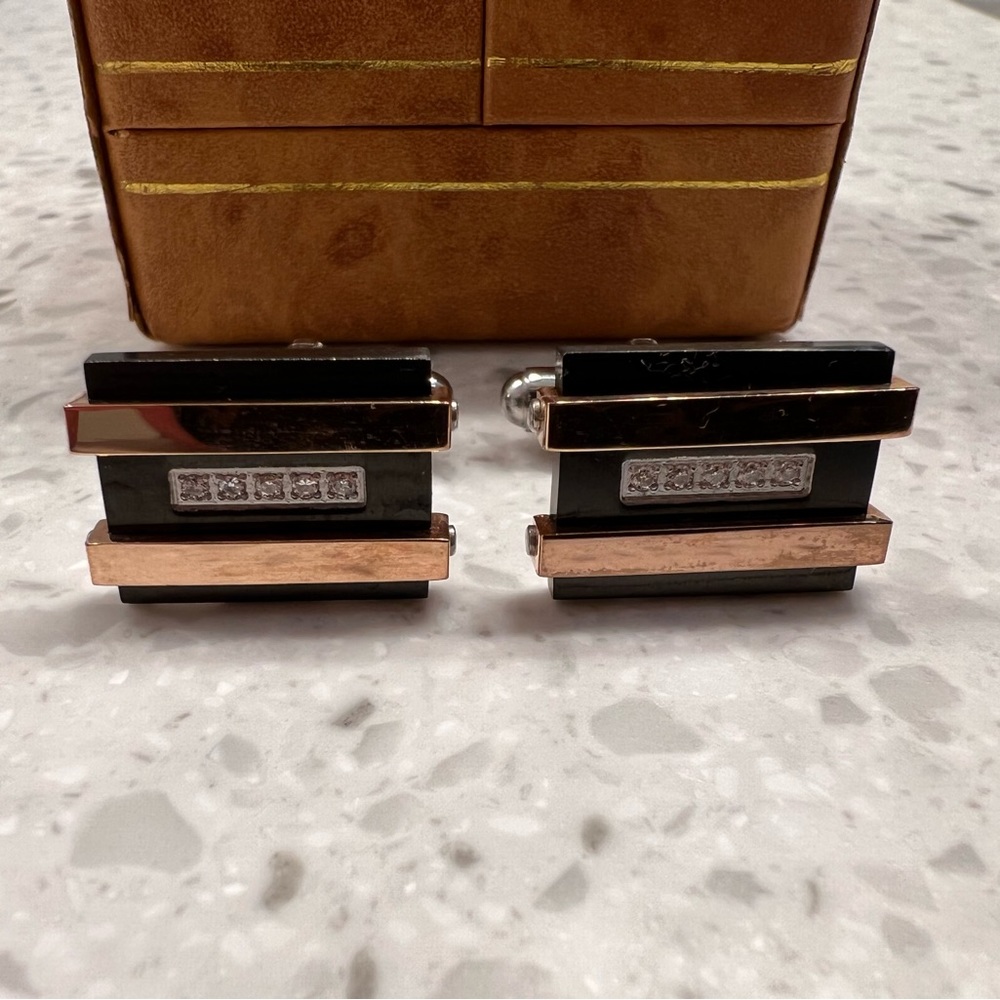 MICHAEL HILL ROSE GOLD SWAROVSKI CRYSTAL CUFF LINKS